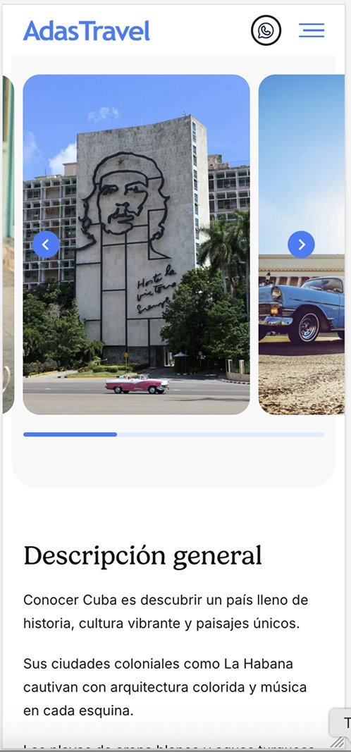 Galería y descripción de un destino de Adas Travel en celular