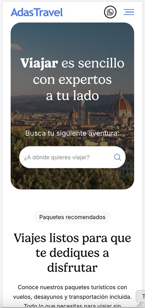 Inicio de Adas Travel en celular