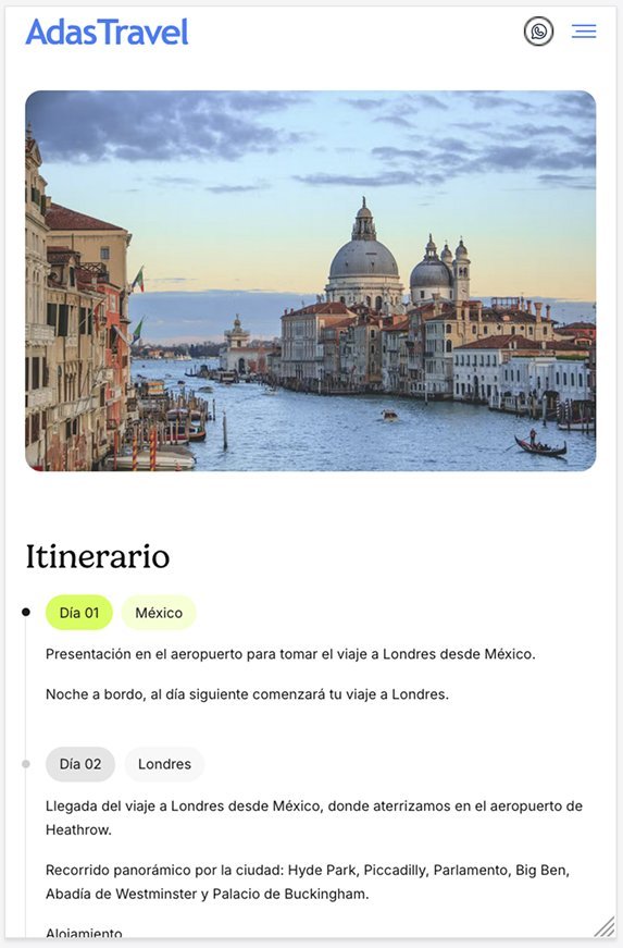 Itinerario por días de Adas Travel en celular