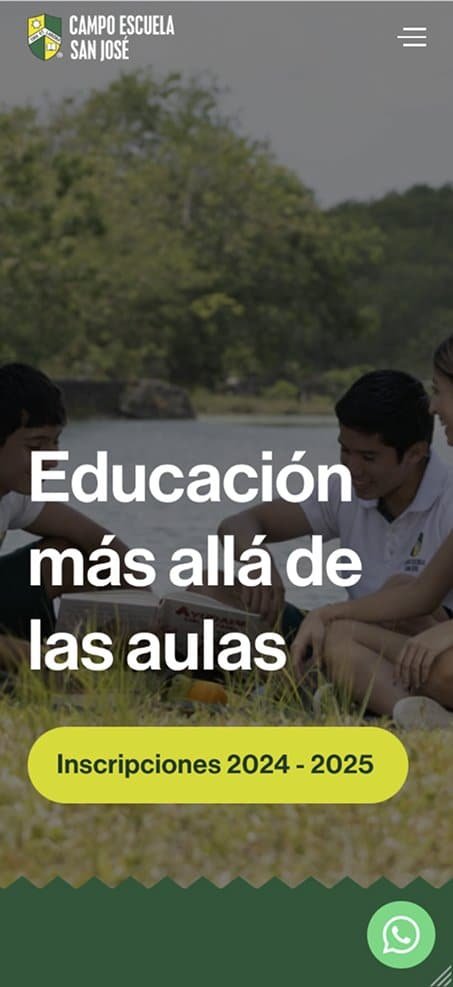 Inicio de Campo Escuela San José en celular