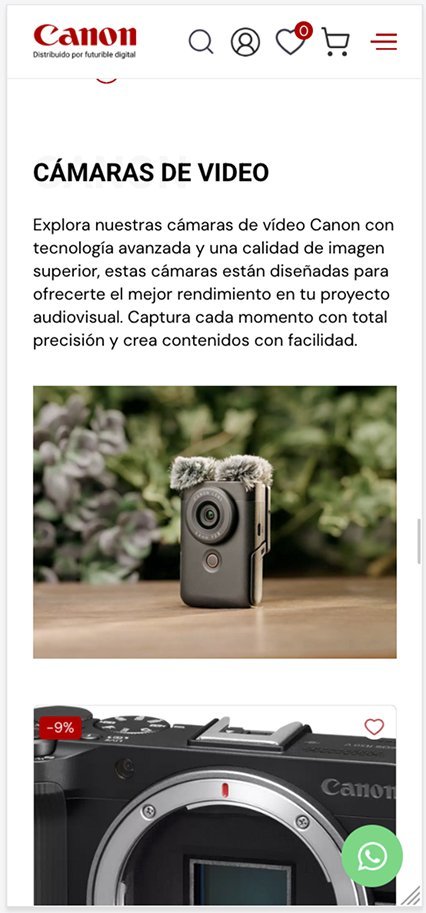 Categoría de cámaras de video Canon en celular