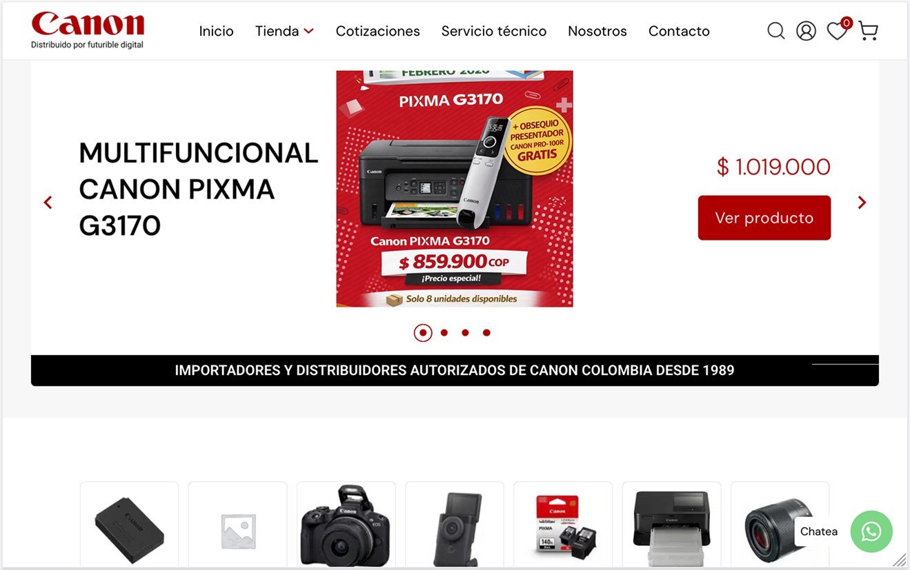 Inicio de Futurible Digital, distribuidor de Canon en Colombia