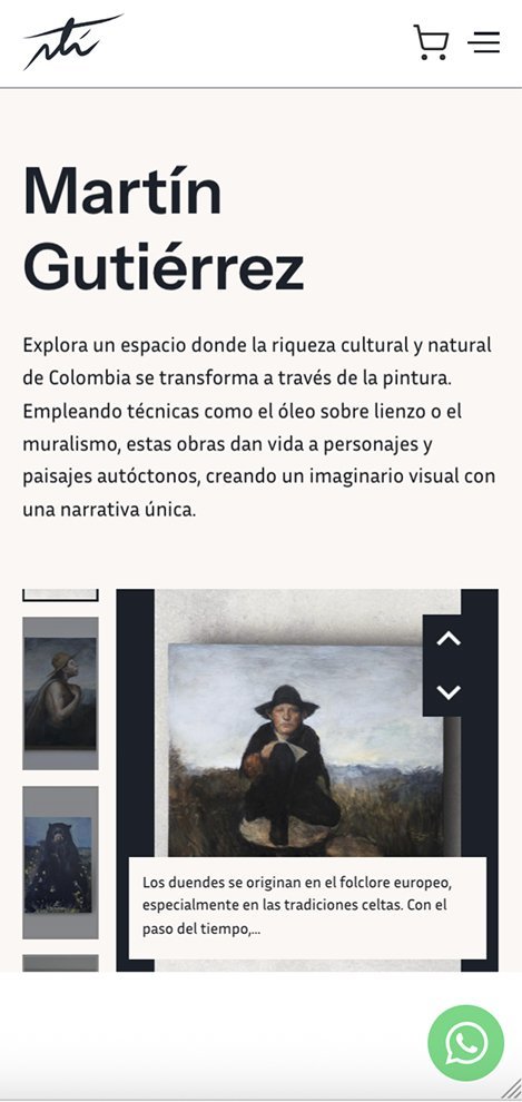 Inicio del sitio de Martín Gutiérrez en celular