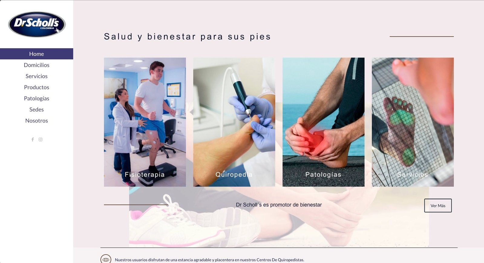 Web anterior de Dr. Scholl's Colombia, antes del rediseño